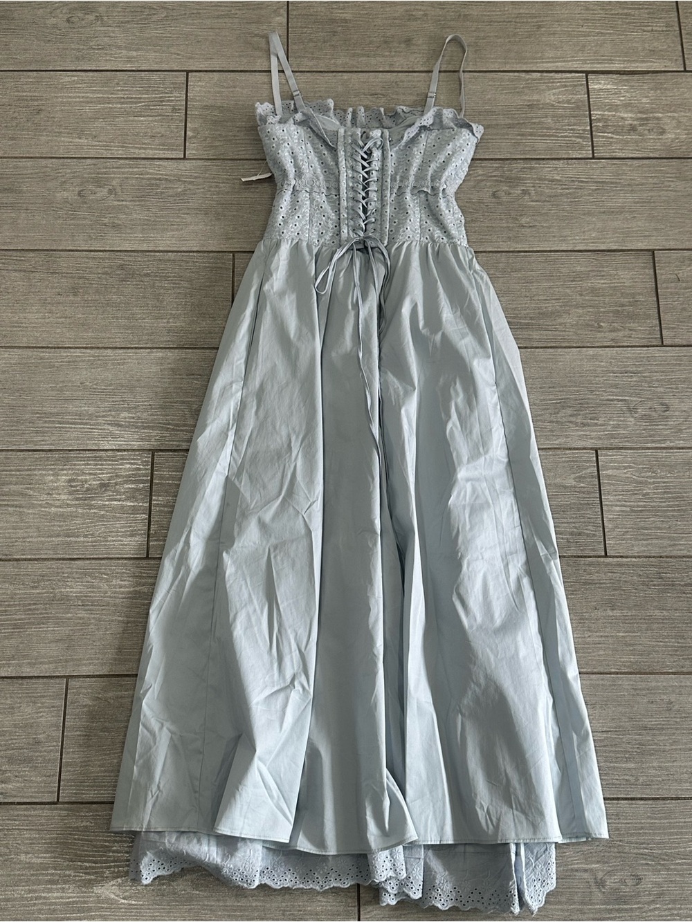 House of CB 'Jaime' Soft Blue Cotton Broderie Anglais Midi Sundress New! - Picture 11 of 15